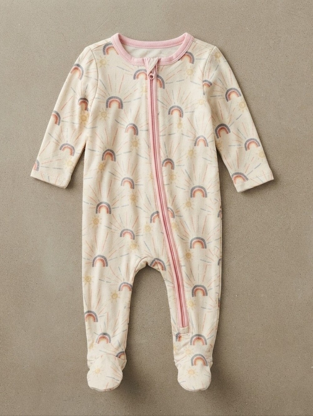 Mud Pie 0-3M Cream Rainbow Print Kids Footie